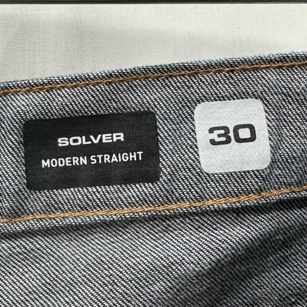 Volcom Solver Jeans Mens 30 Modern Fit Straight Leg Stretch Denim Dark Blue Wash - Picture 11 of 13